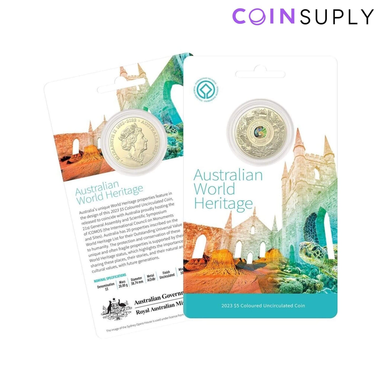 2023 $5 Australian World Heritage Properties Coloured Frosted Uncirculated Coin