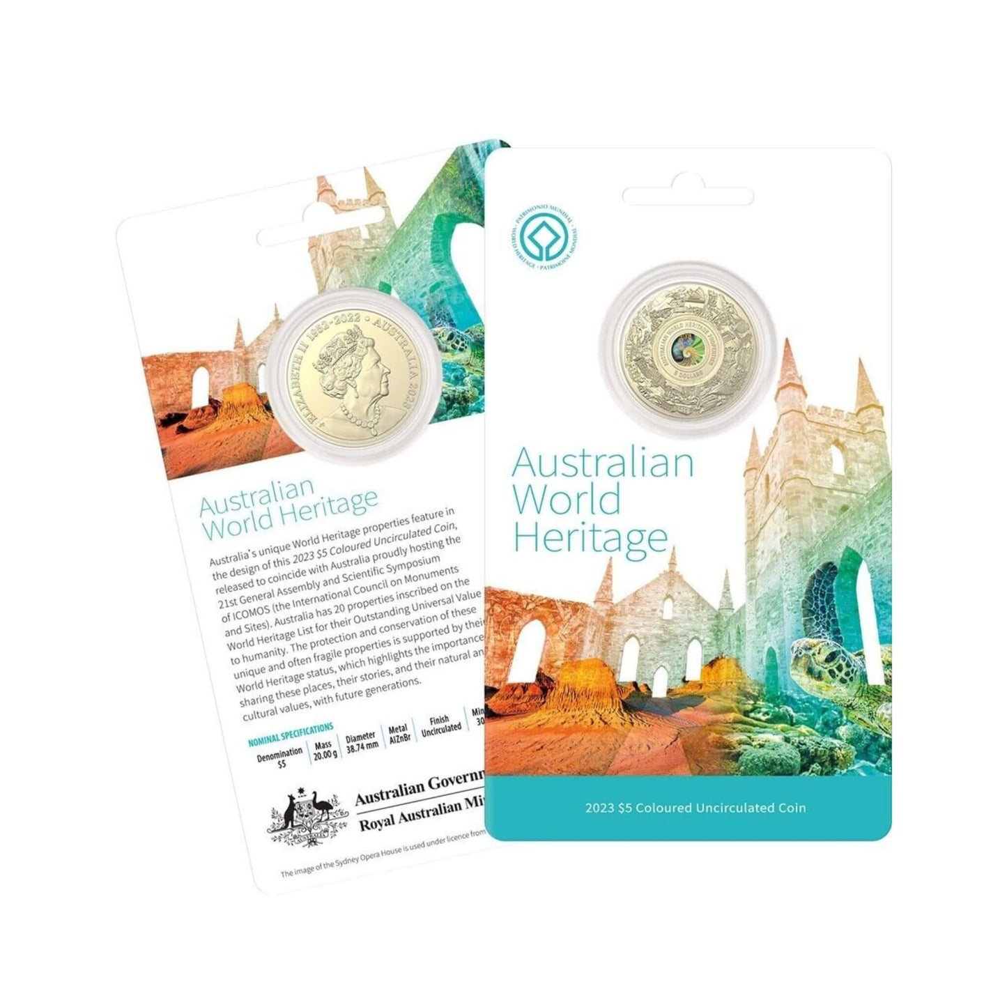 2023 $5 Australian World Heritage Properties Coloured Frosted Uncirculated Coin