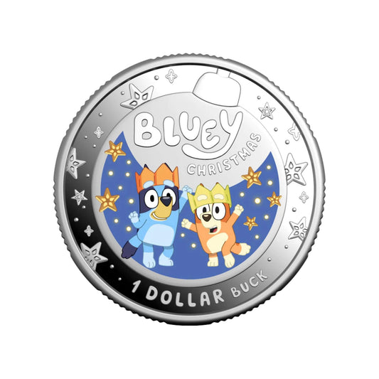 2025 $1 Bluey Christmas Coloured Fine Silver Proof Coin