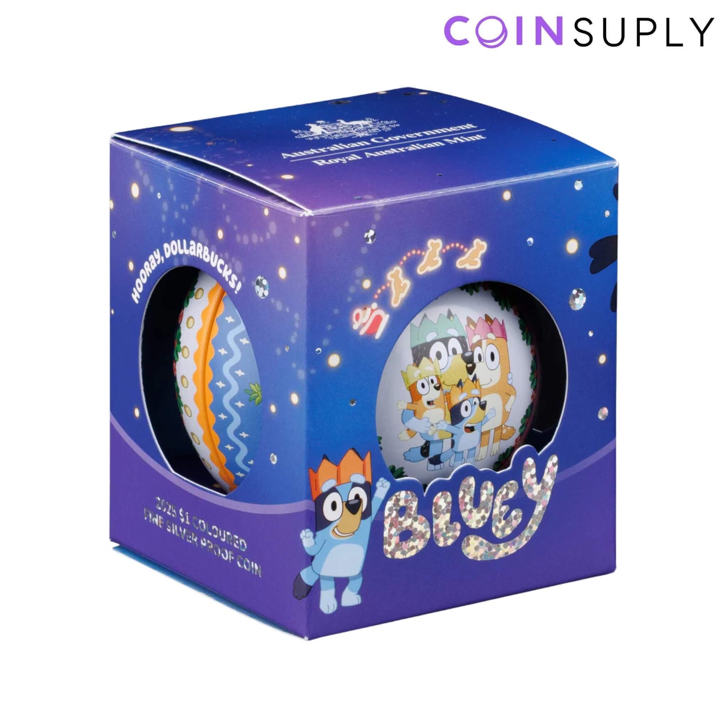 2025 $1 Bluey Christmas Coloured Fine Silver Proof Coin