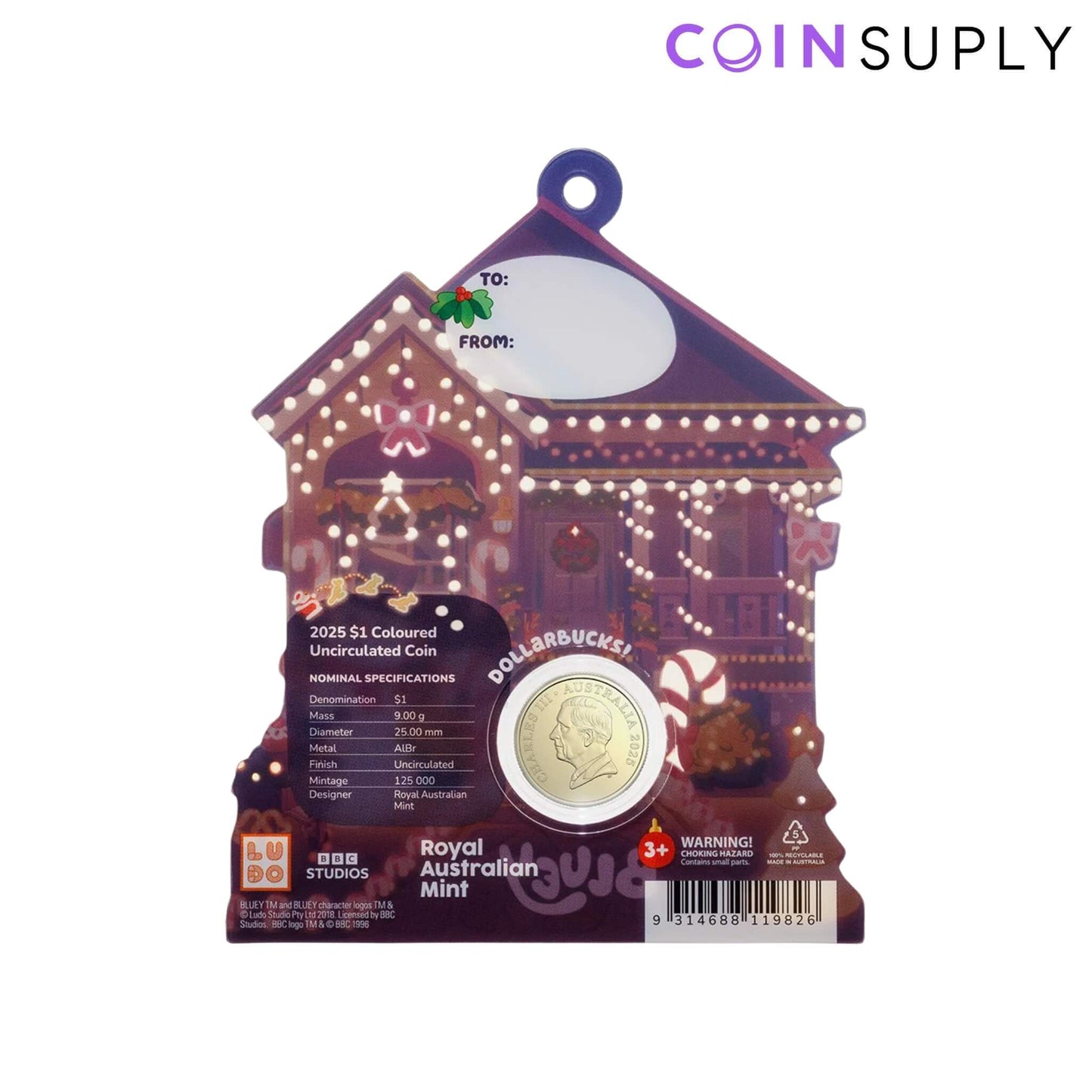 2025 $1 Bluey Christmas Coloured Uncirculated Coin