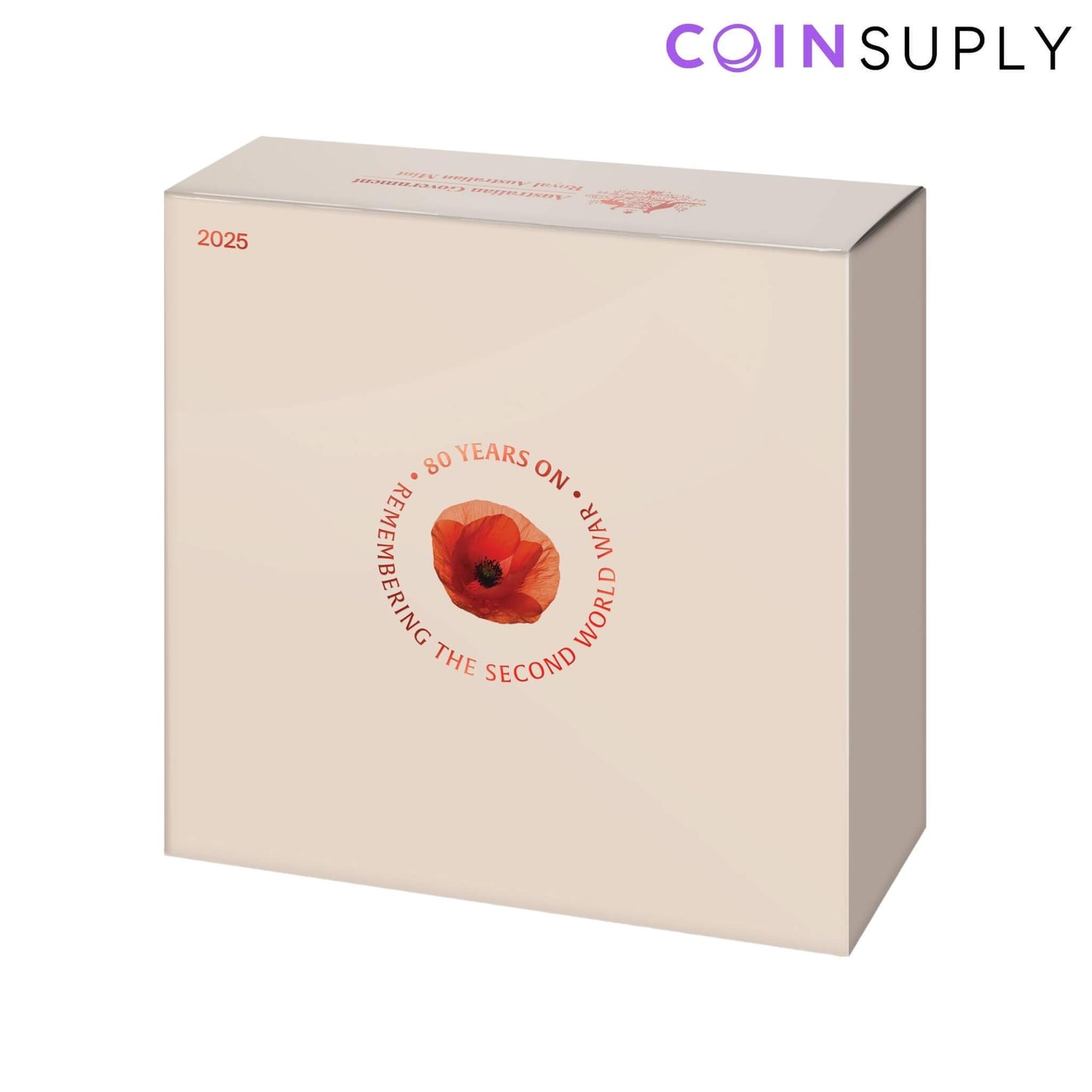 2025 80th Anniversary of WWII $2 Red Poppy Wreath Mintmark Coloured Fine Silver Proof Coin