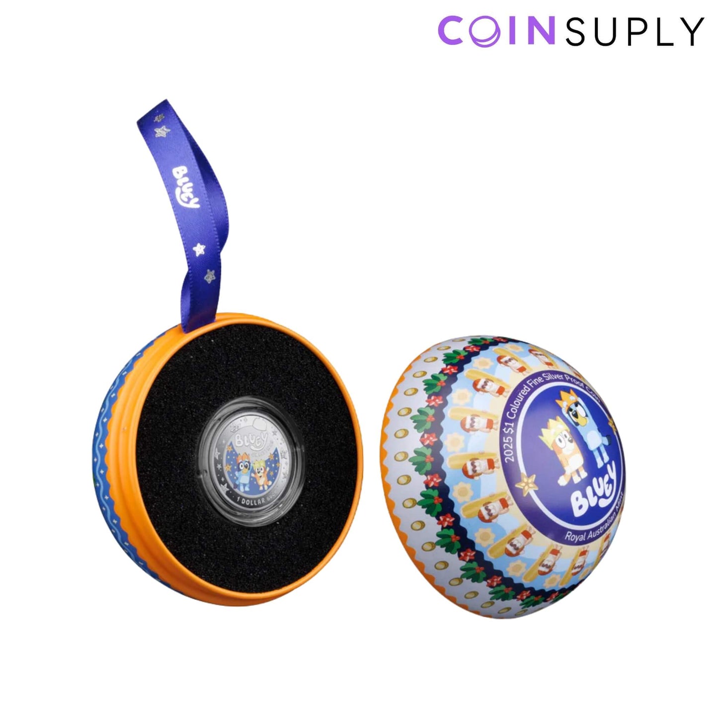 2025 $1 Bluey Christmas Coloured Fine Silver Proof Coin